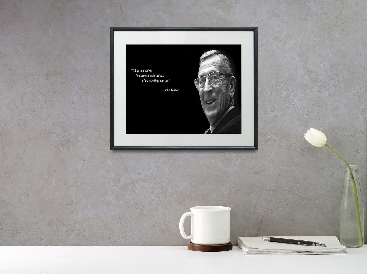 16x20 Framed John Wooden Quote - Things Work Best - vintageframedprints.com