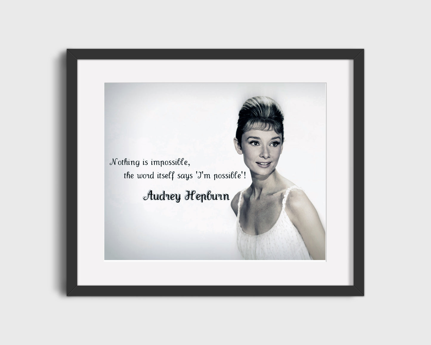 16x20 Framed Audrey Hepburn Quote - Nothing is Impossible - vintageframedprints.com