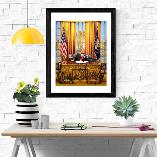 History Poster Print: Donald Trump Gold Oval Office Autograph Promo Print - vintageframedprints.com