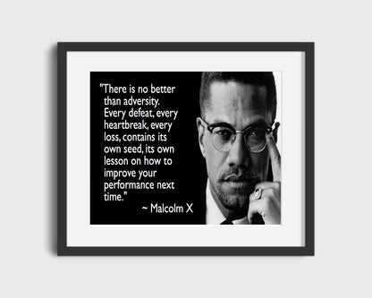 16x20 Framed Malcolm X Quote - Every Defeat, Every Heartbreak, Every Loss - vintageframedprints.com