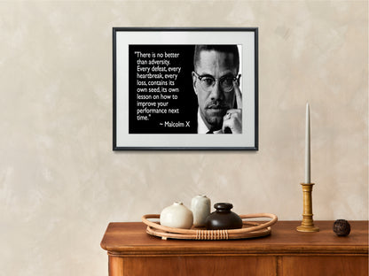 16x20 Framed Malcolm X Quote - Every Defeat, Every Heartbreak, Every Loss - vintageframedprints.com