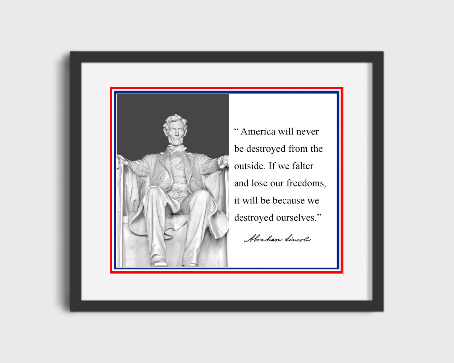 16x20 Framed Abe Lincoln Autograph Promo Print - Presidential Quote - vintageframedprints.com