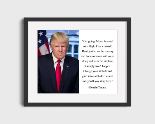 16x20 Framed Donald Trump Quote - Get Going, Move Forward - vintageframedprints.com