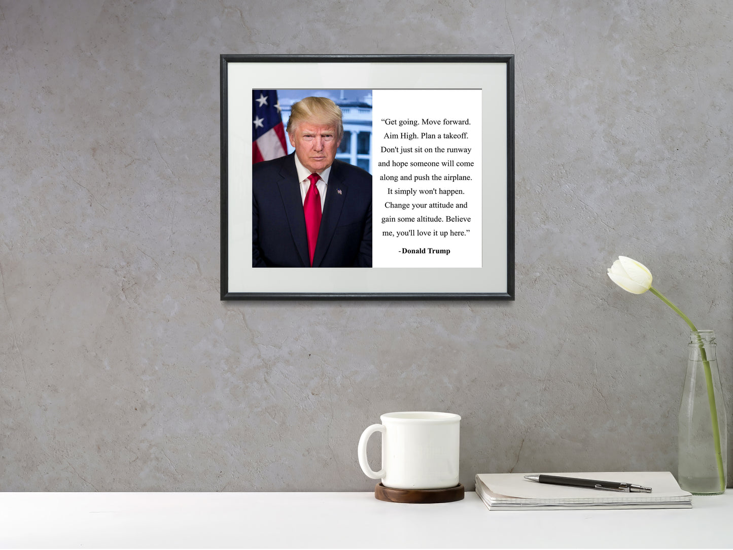 16x20 Framed Donald Trump Quote - Get Going, Move Forward - vintageframedprints.com