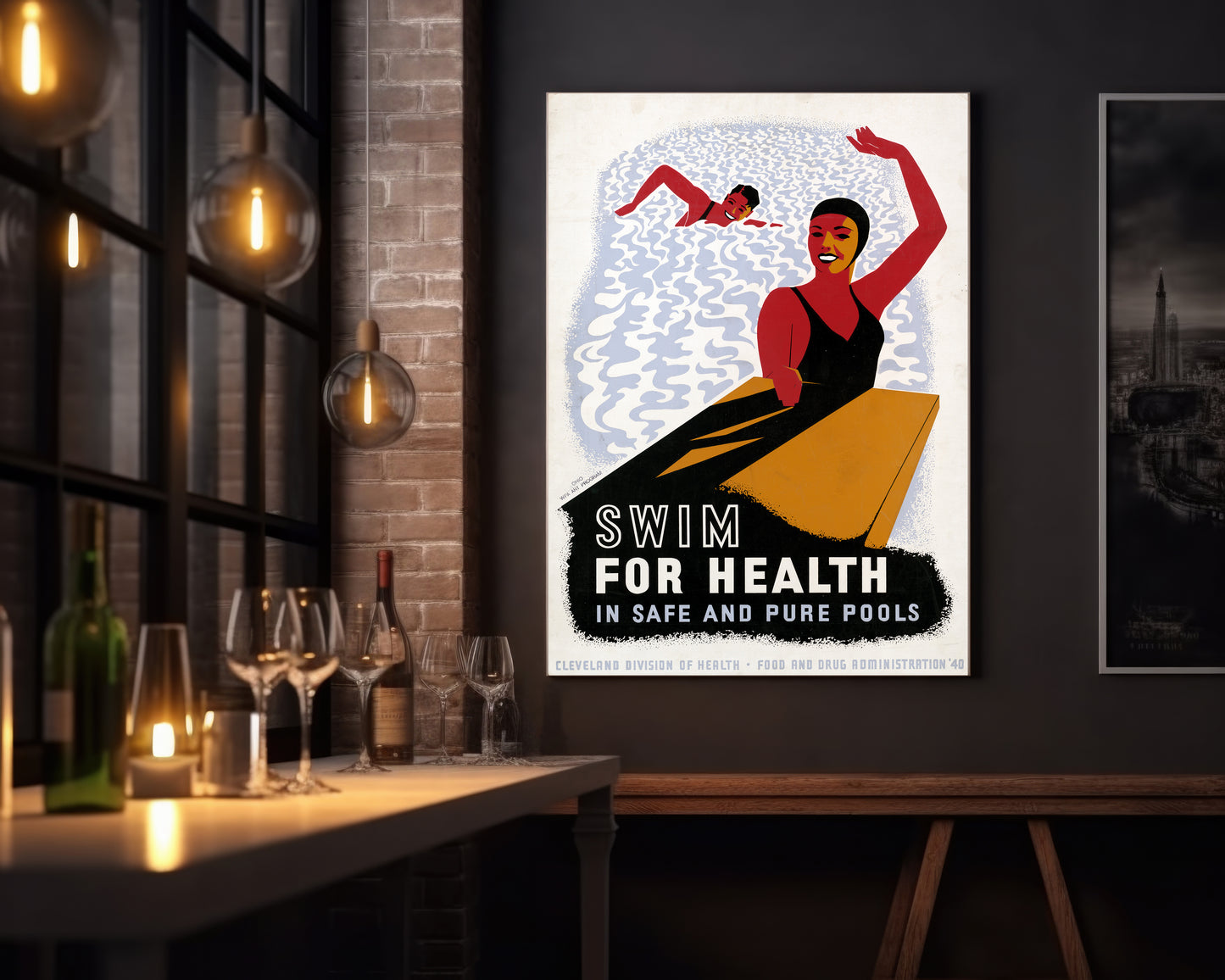 Health & Safety Print:  Swim For Health - vintageframedprints.com