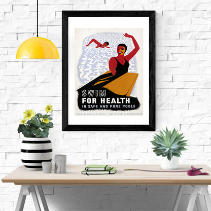 Health & Safety Print:  Swim For Health - vintageframedprints.com