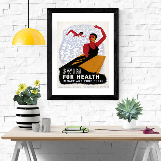 Health & Safety Print:  Swim For Health - vintageframedprints.com
