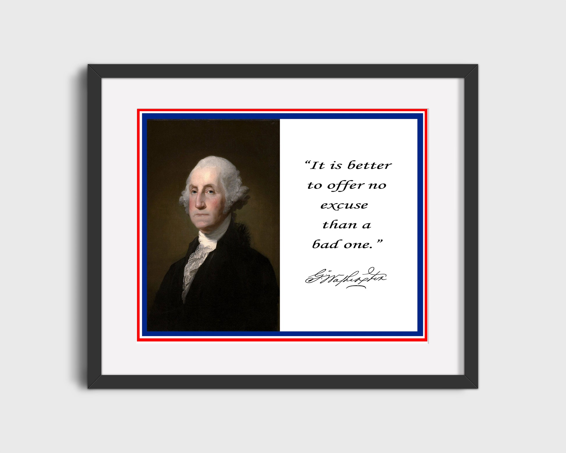 16x20 Framed George Washington Autograph Promo Print - Inspirational Quote - vintageframedprints.com