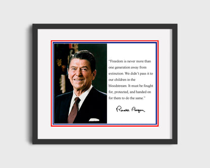 16x20 Framed Ronald Reagan - Presidential Quote - Freedom and Extinction - vintageframedprints.com