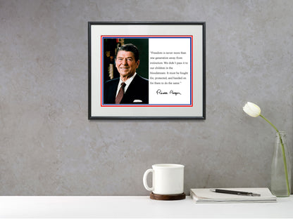 16x20 Framed Ronald Reagan - Presidential Quote - Freedom and Extinction - vintageframedprints.com