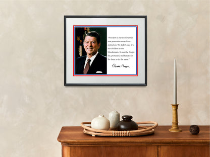 16x20 Framed Ronald Reagan - Presidential Quote - Freedom and Extinction - vintageframedprints.com