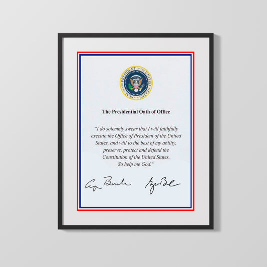 16x20 Framed Father and Son Autograph Promo Print - Presidential Oath of Office - vintageframedprints.com