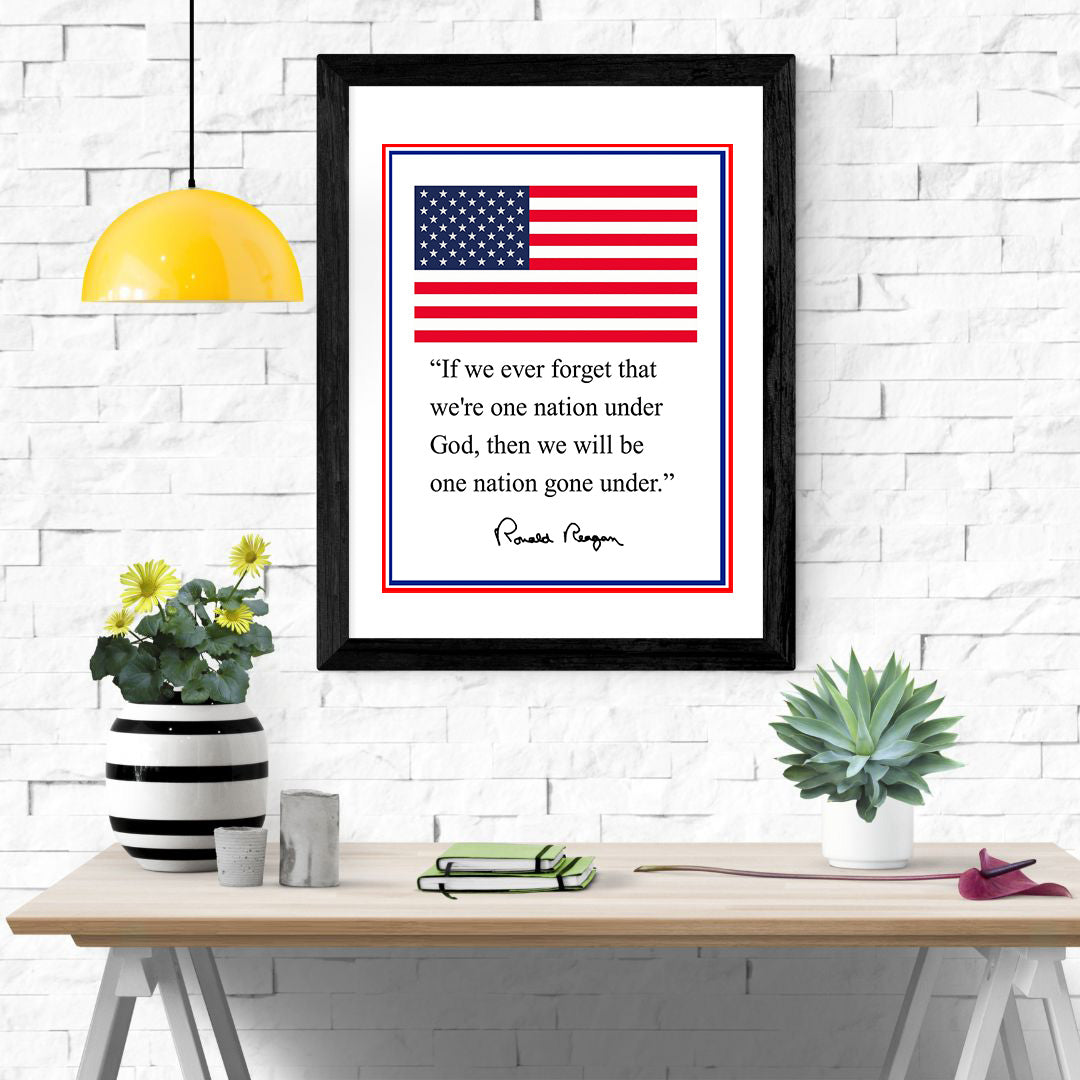 Ronald Reagan - Flag - Presidential Quote Poster - vintageframedprints.com