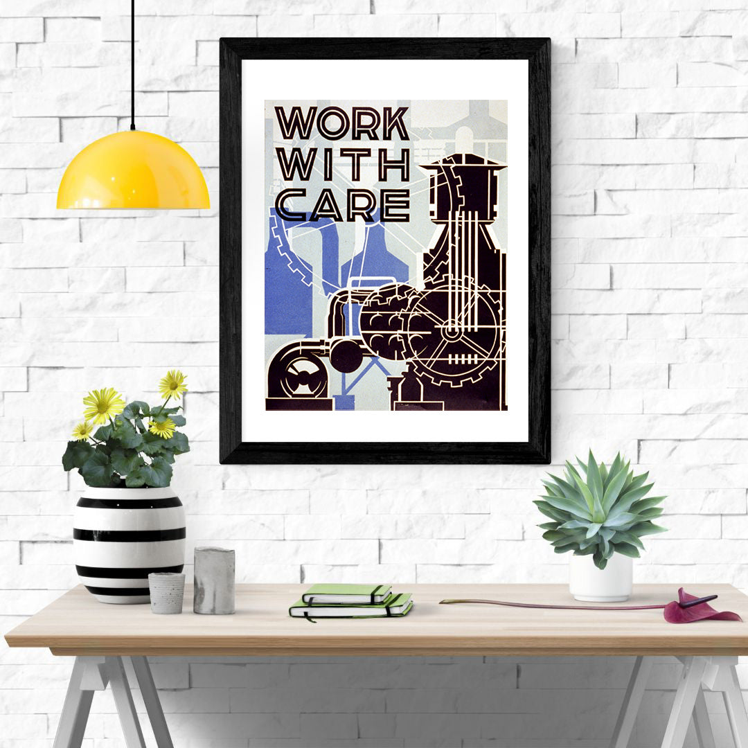 Health & Safety Print: Work With Care - vintageframedprints.com