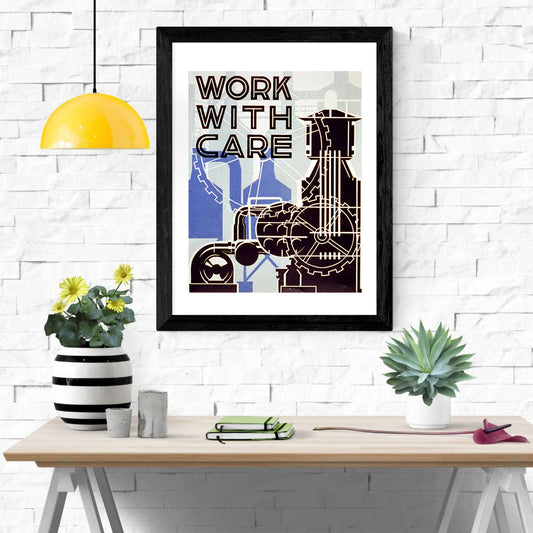 Health & Safety Print: Work With Care - vintageframedprints.com
