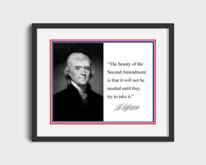 16x20 Framed Thomas Jefferson Quote - The Beauty of the 2nd Amendment - vintageframedprints.com