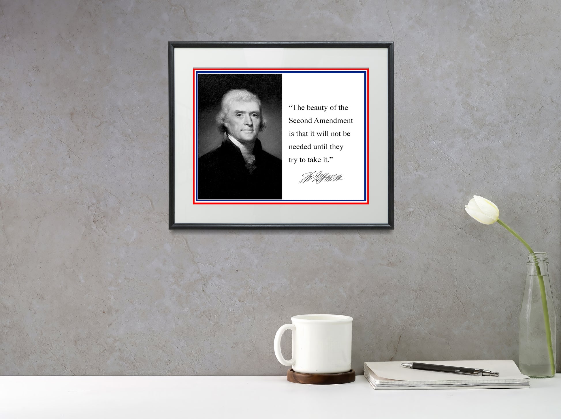 16x20 Framed Thomas Jefferson Quote - The Beauty of the 2nd Amendment - vintageframedprints.com