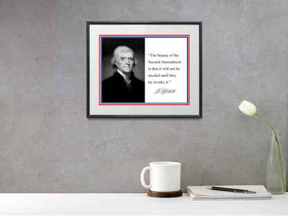 16x20 Framed Thomas Jefferson Quote - The Beauty of the 2nd Amendment - vintageframedprints.com