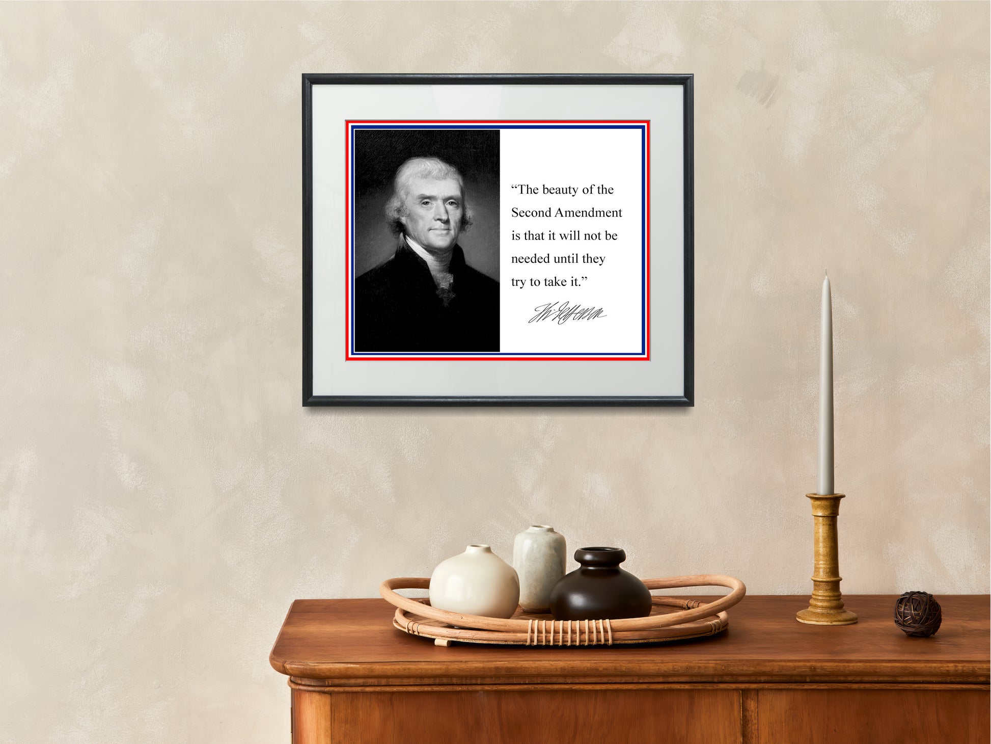 16x20 Framed Thomas Jefferson Quote - The Beauty of the 2nd Amendment - vintageframedprints.com