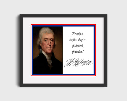 16x20 Framed Thomas Jefferson Quote - Honesty Is The First Chapter - vintageframedprints.com