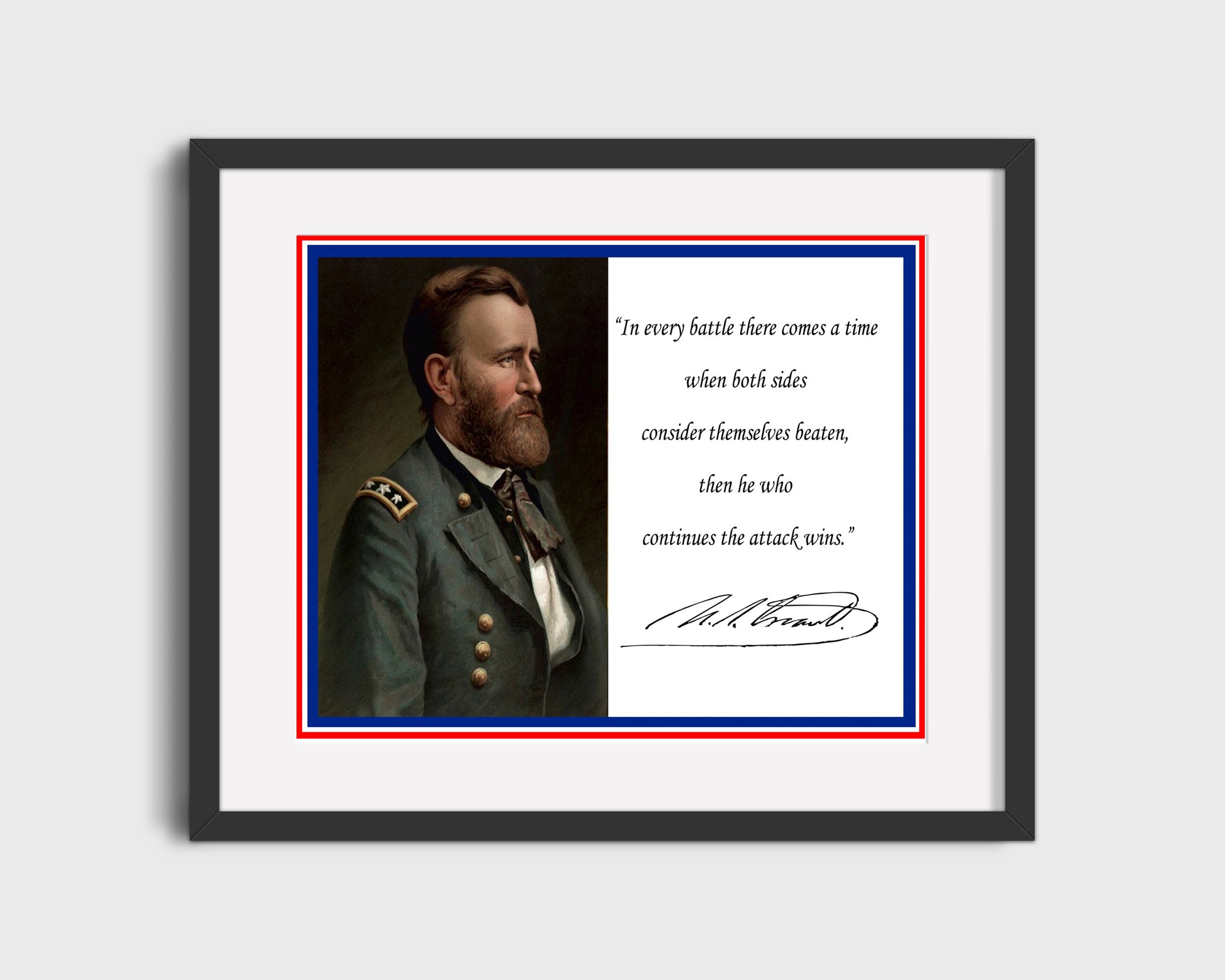 16x20 Framed Ulysses S. Grant Quote - Those Who Continue to Attack - vintageframedprints.com