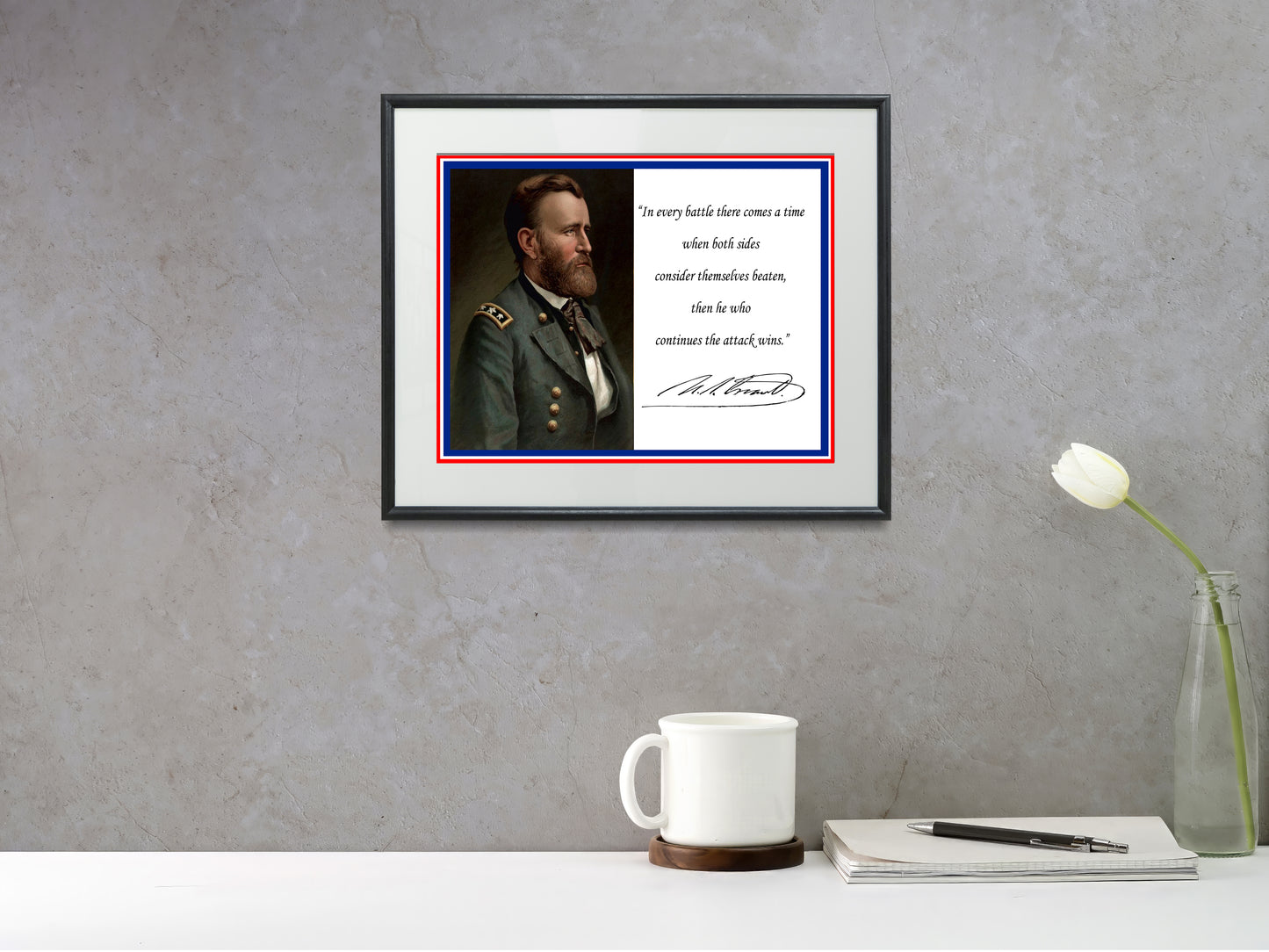 16x20 Framed Ulysses S. Grant Quote - Those Who Continue to Attack - vintageframedprints.com