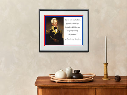 16x20 Framed Andrew Jackson Quote - Any Man Worth His Salt - vintageframedprints.com