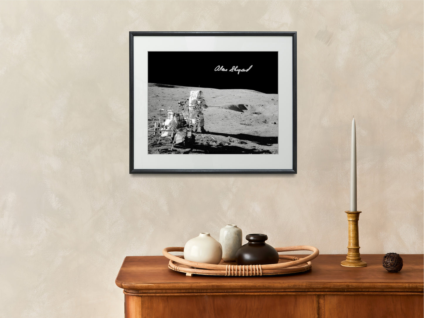 16x20 Framed Alan Shepard Autograph Promo Print - Apollo 14 - vintageframedprints.com