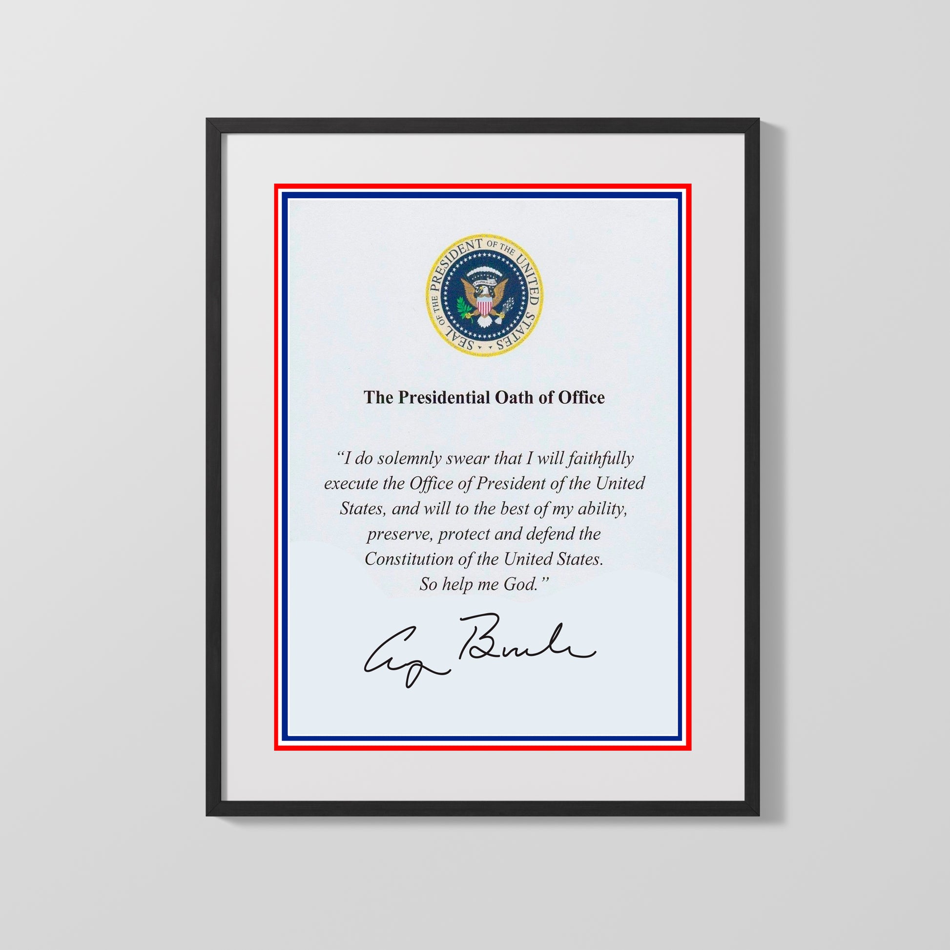 16x20 Framed George HW Bush Autograph Promo Print - Presidential Oath of Office - vintageframedprints.com