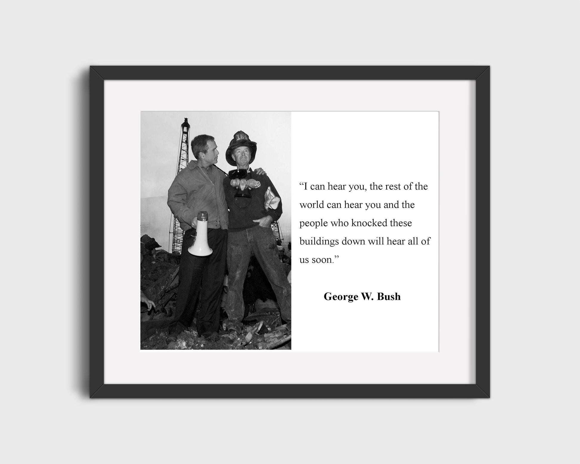 16x20 Framed George Bush Autograph Promo Print - 9/11 Quote - vintageframedprints.com