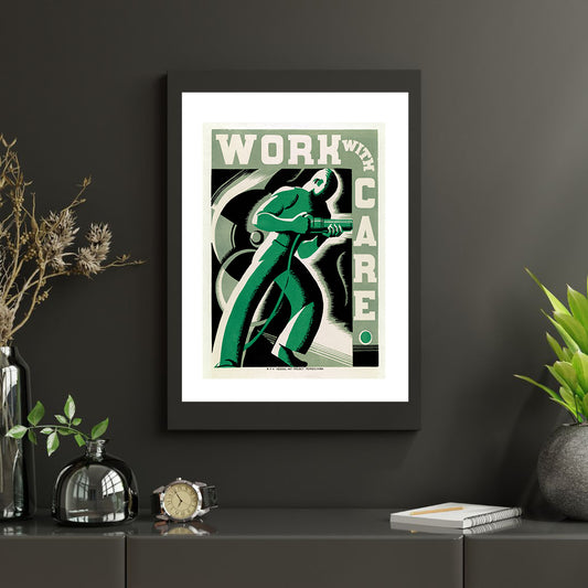 Health & Safety Print:  Work With Care - vintageframedprints.com