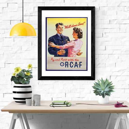 Canadian War Time Print: RCAF "Well Done, Son!" - vintageframedprints.com