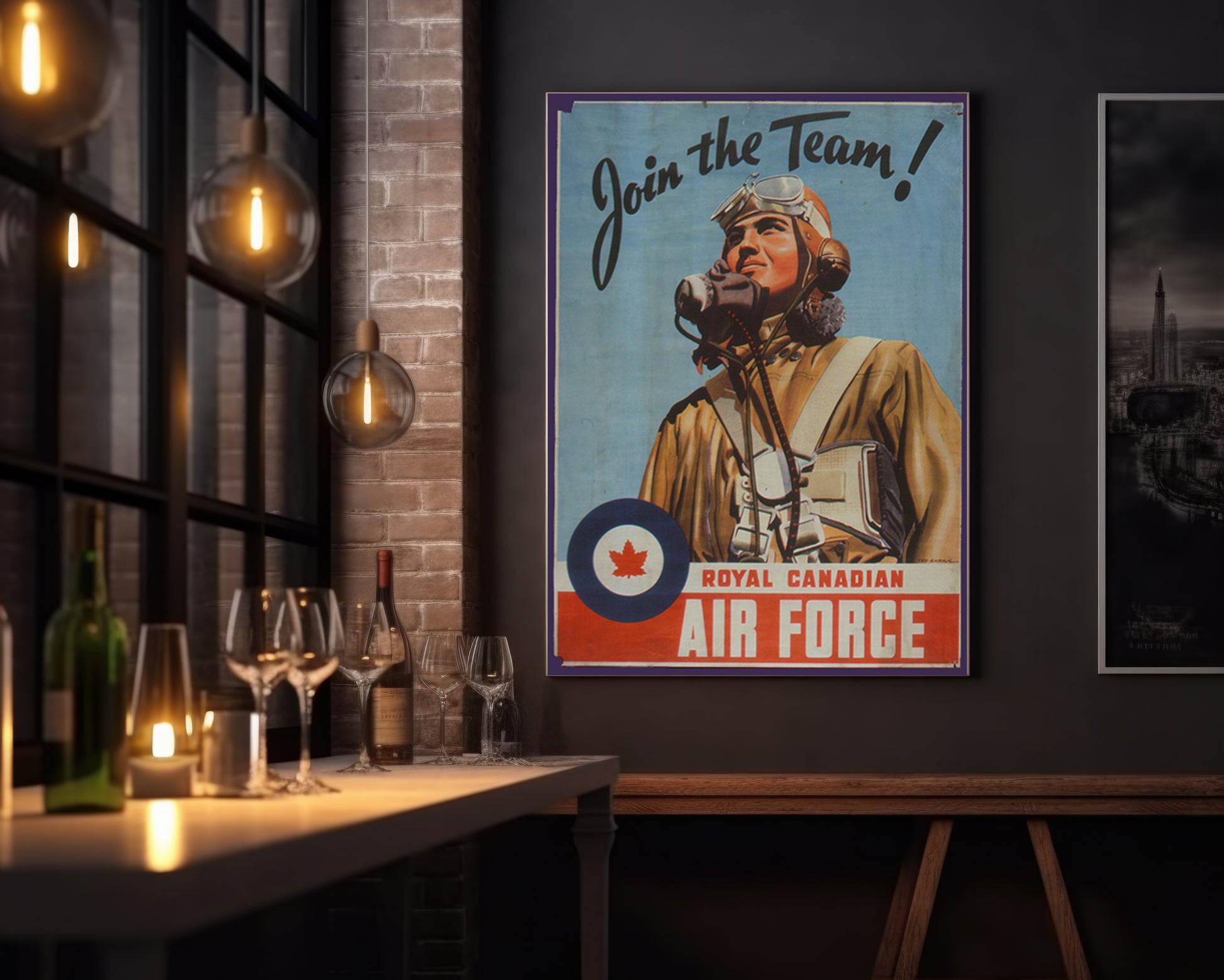 Canadian War Time Print: RCAF "Join The Team" - vintageframedprints.com