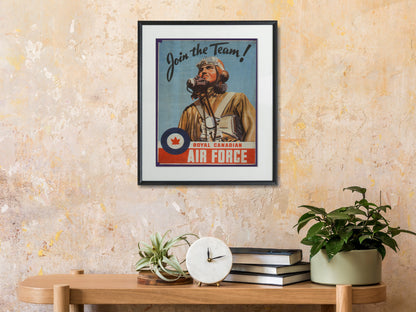 Canadian War Time Print: RCAF "Join The Team" - vintageframedprints.com