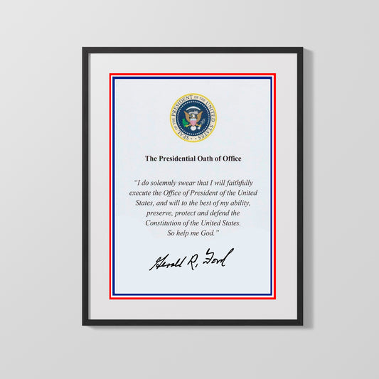 16x20 Framed Gerald Ford Autograph Promo Print - Presidential Oath of Office - vintageframedprints.com