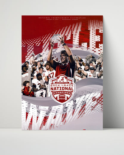 Alabama Football Poster - 2012 Championship - Back to Back