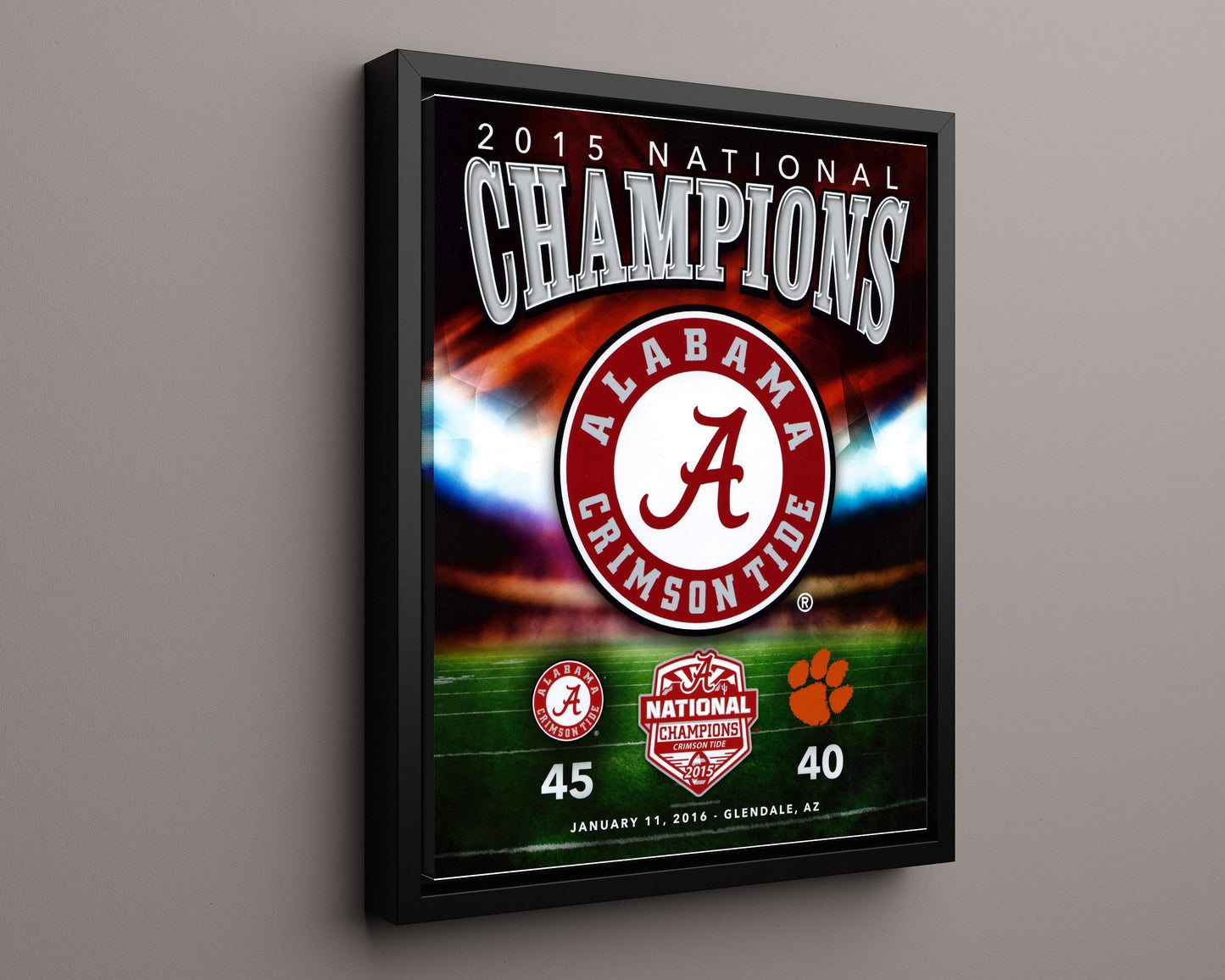 Alabama Autograph Print - 2015 National Champs - Tide Tops Tigers College FSPrints Floating Canvas 16x20