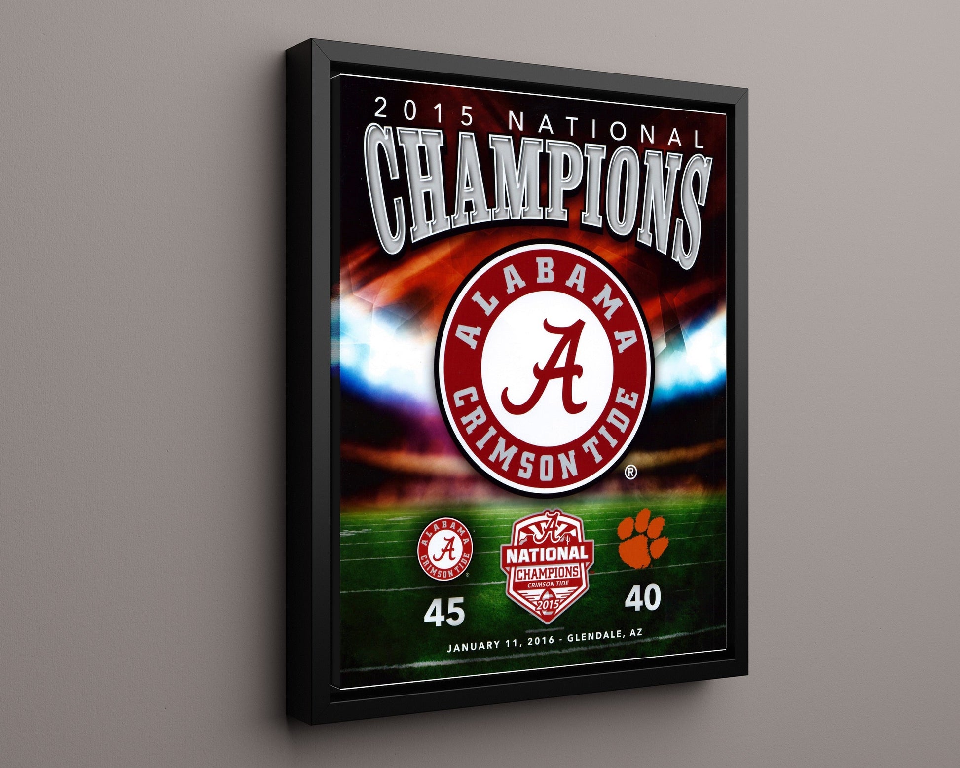 Alabama Autograph Print - 2015 National Champs - Tide Tops Tigers College FSPrints Floating Canvas 16x20