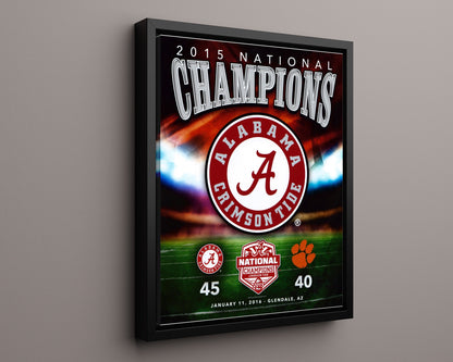 Alabama Autograph Print - 2015 National Champs - Tide Tops Tigers College FSPrints Floating Canvas 16x20