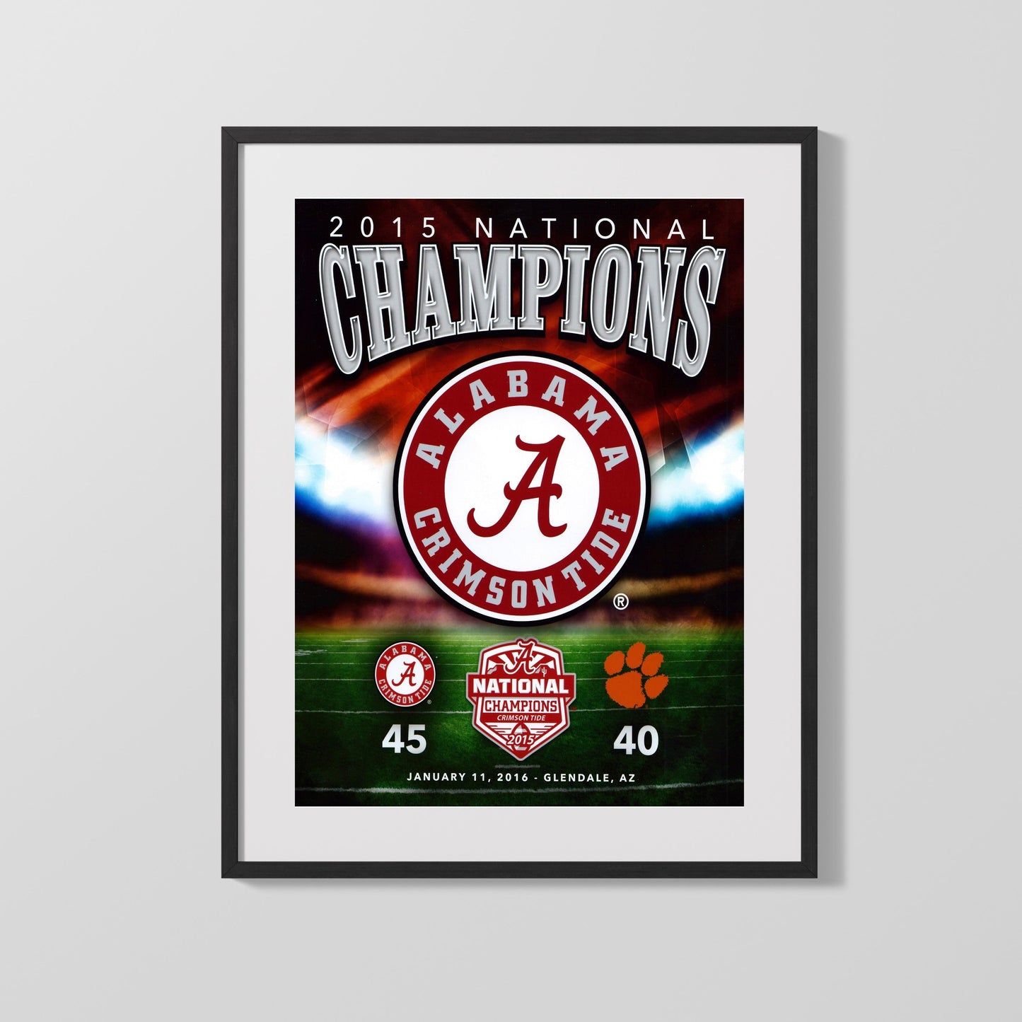 Alabama Autograph Print - 2015 National Champs - Tide Tops Tigers College FSPrints Gallery Frame 16x20
