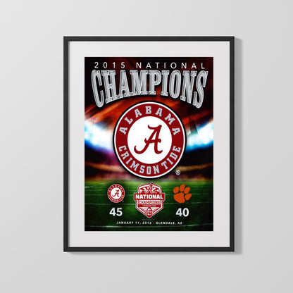 Alabama Autograph Print - 2015 National Champs - Tide Tops Tigers College FSPrints Gallery Frame 16x20