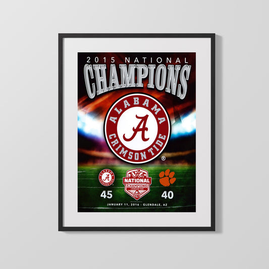 Alabama Autograph Print - 2015 National Champs - Tide Tops Tigers College FSPrints Gallery Frame 16x20