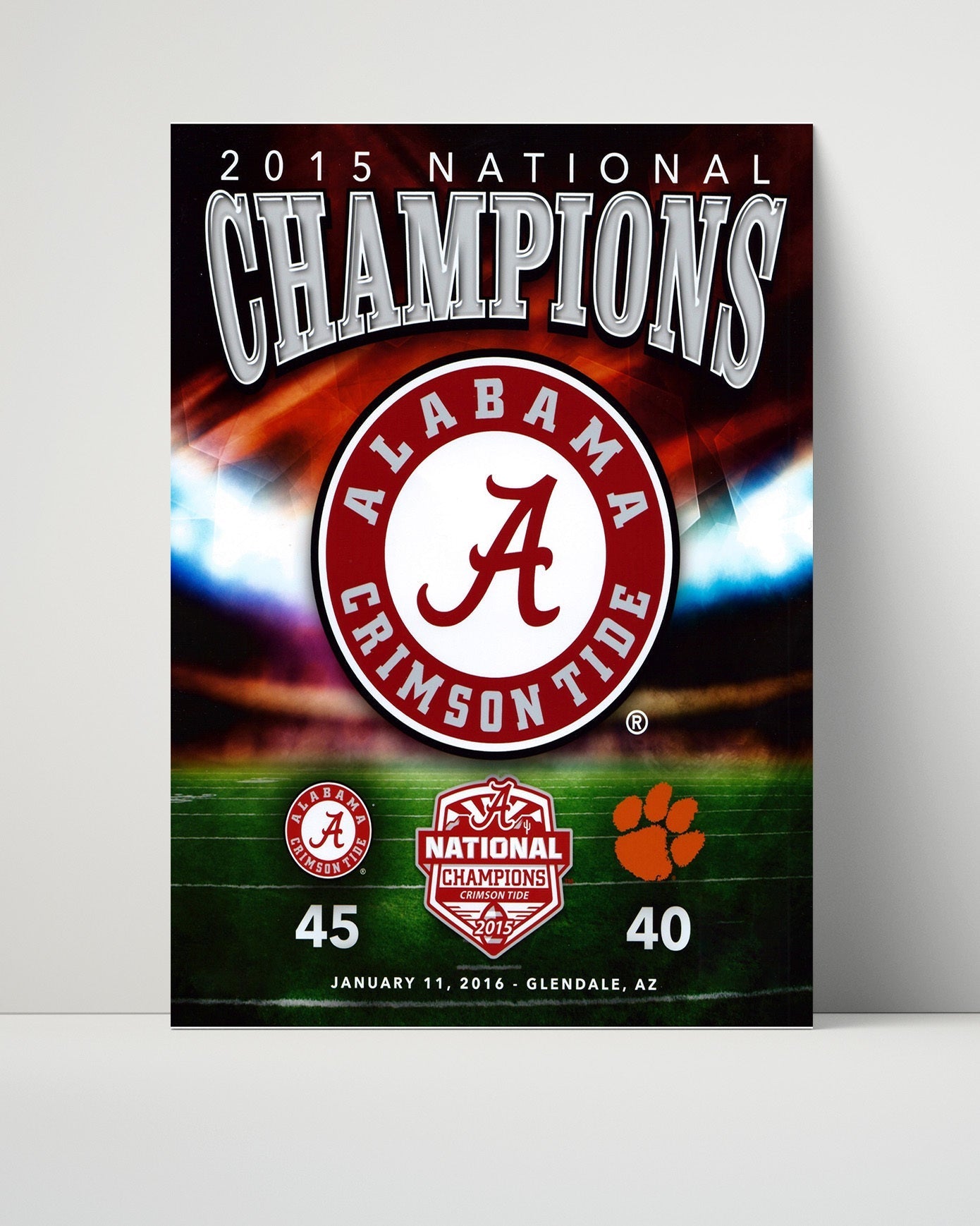 Alabama Autograph Print - 2015 National Champs - Tide Tops Tigers College FSPrints Poster 16x20