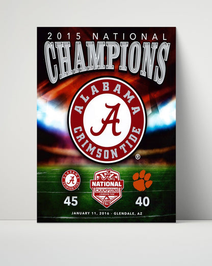 Alabama Autograph Print - 2015 National Champs - Tide Tops Tigers College FSPrints Poster 16x20