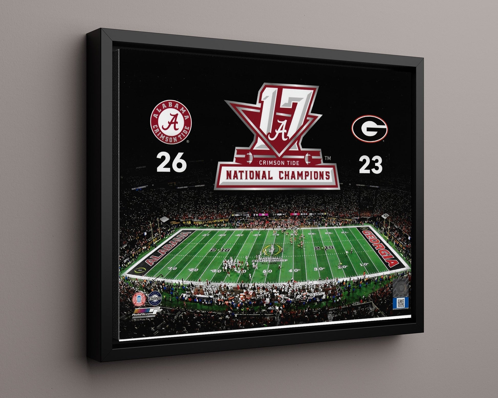 Alabama Autograph Print - 2017 National Champions - Dawgs Put Down College FSPrints Floating Canvas 16x20