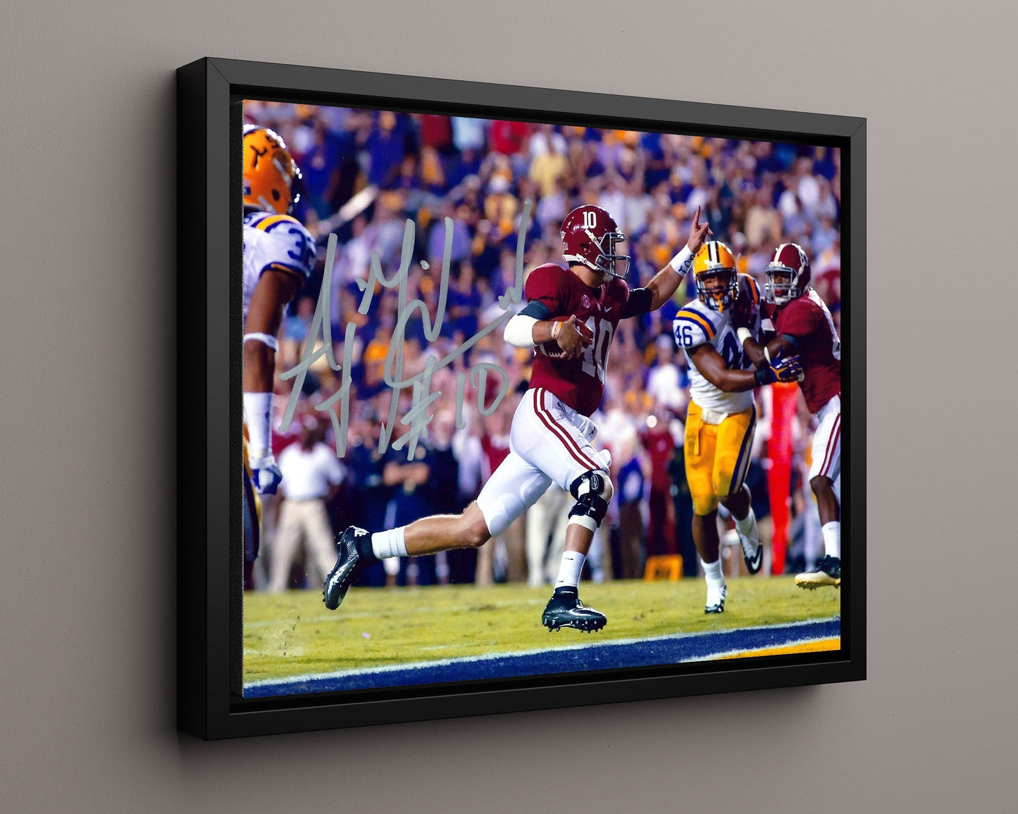 Alabama Autograph Print - AJ McCarron - Celebration College FSPrints Floating Canvas 16x20