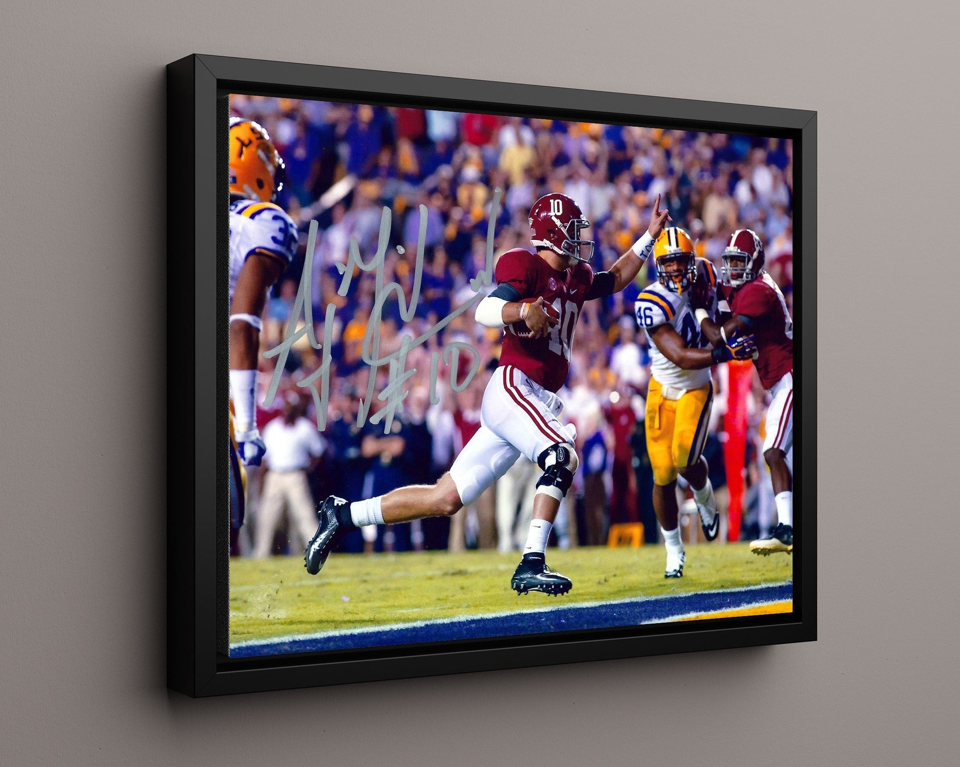 Alabama Autograph Print - AJ McCarron - Celebration College FSPrints Floating Canvas 16x20