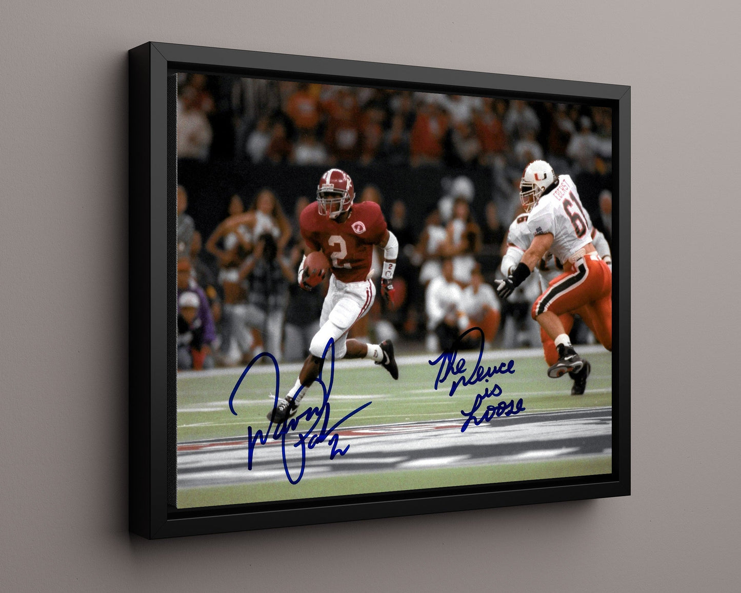 Alabama Autograph Print - Alabama - David Palmer - Long View Running The Ball - Signed The Deuce Is Loose College FSPrints Floating Canvas 16x20