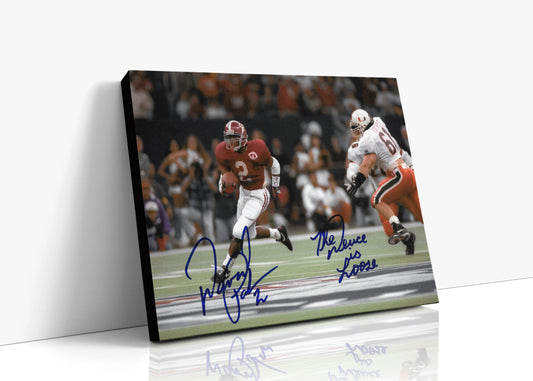 Alabama Autograph Canvas - Alabama - David Palmer - Long View Running The Ball - Signed The Deuce Is Loose - Landscape - Crimson Glory