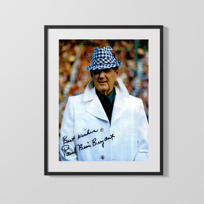 Alabama Autograph Print - Bear Bryant Classic - Houndstooth Legend College FSPrints Gallery Frame 16x20